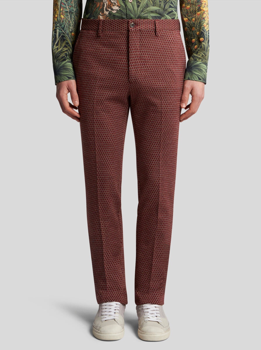 WOOL AND COTTON JACQUARD TROUSERS - 2