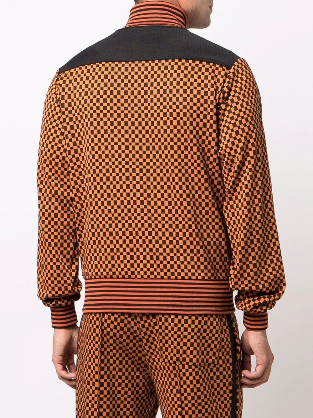 checkerboard-pattern zipped sweatshirt - 4