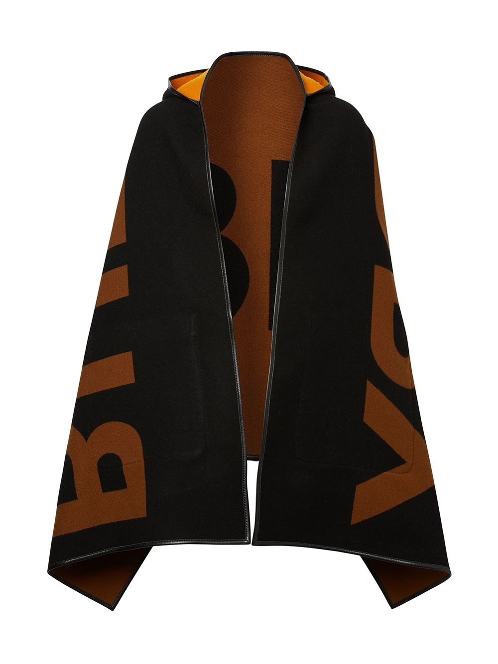 reversible jacquard logo hooded cape - 6