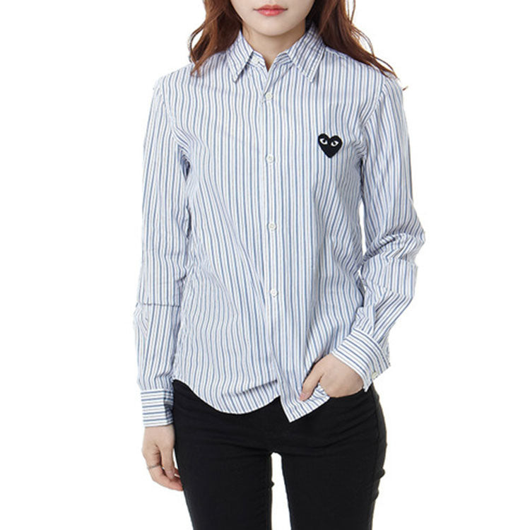 (WMNS) COMME des GARCONS PLAY Striped Shirt Black Emblem 'Blue' AZ-B005-051-1 - 3