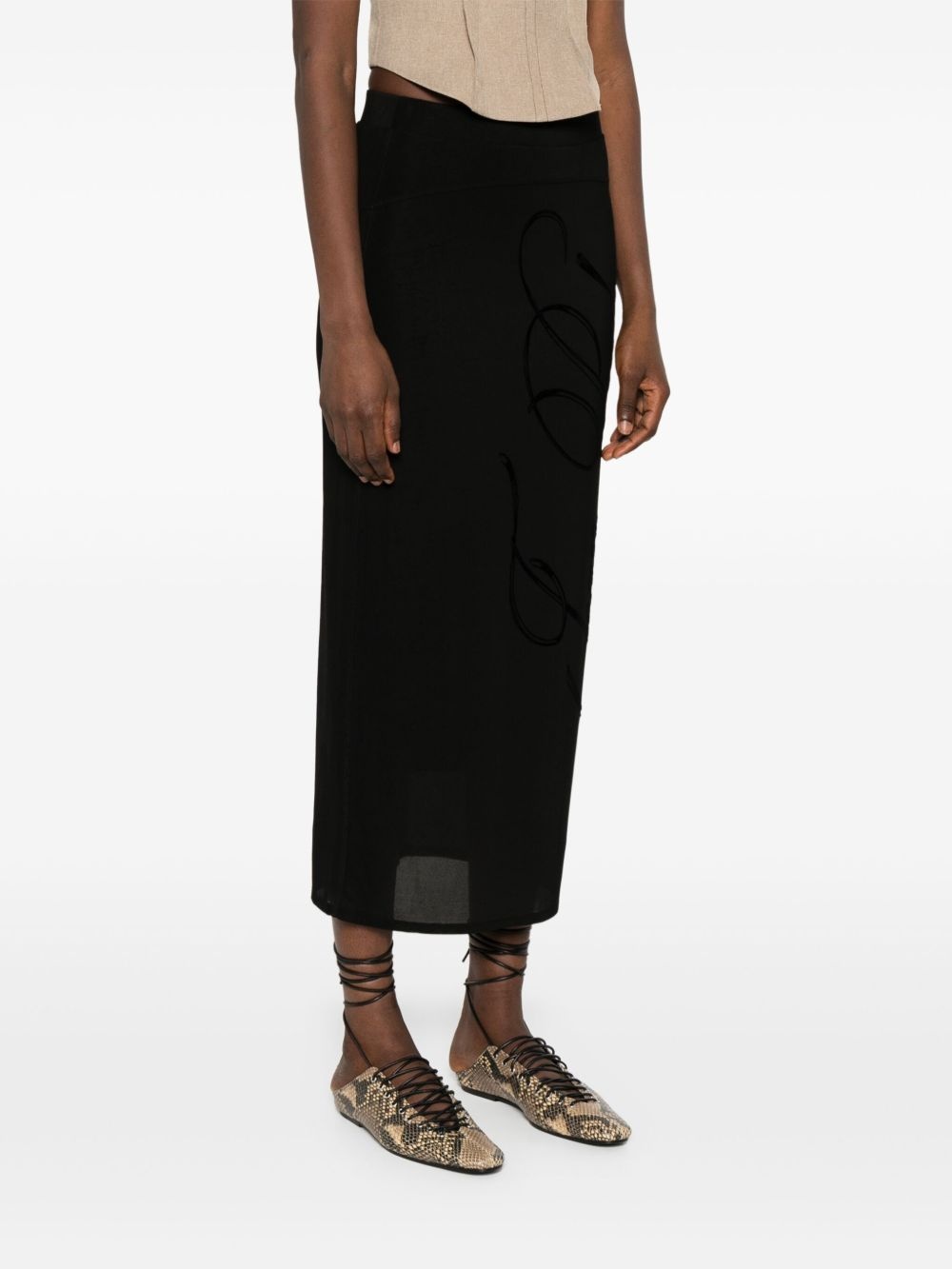 flocked-logo midi skirt - 3