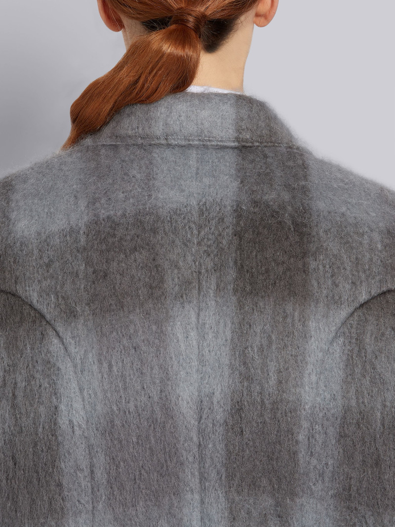 Medium Grey Hairy Mohair Buffalo Check Double Breasted High Break Cape 5