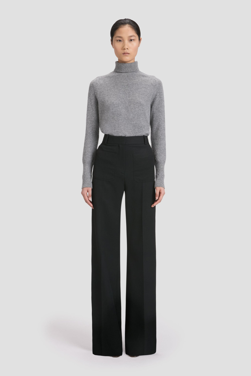 Victoria Beckham Polo Neck Jumper In Grey Melange outlook