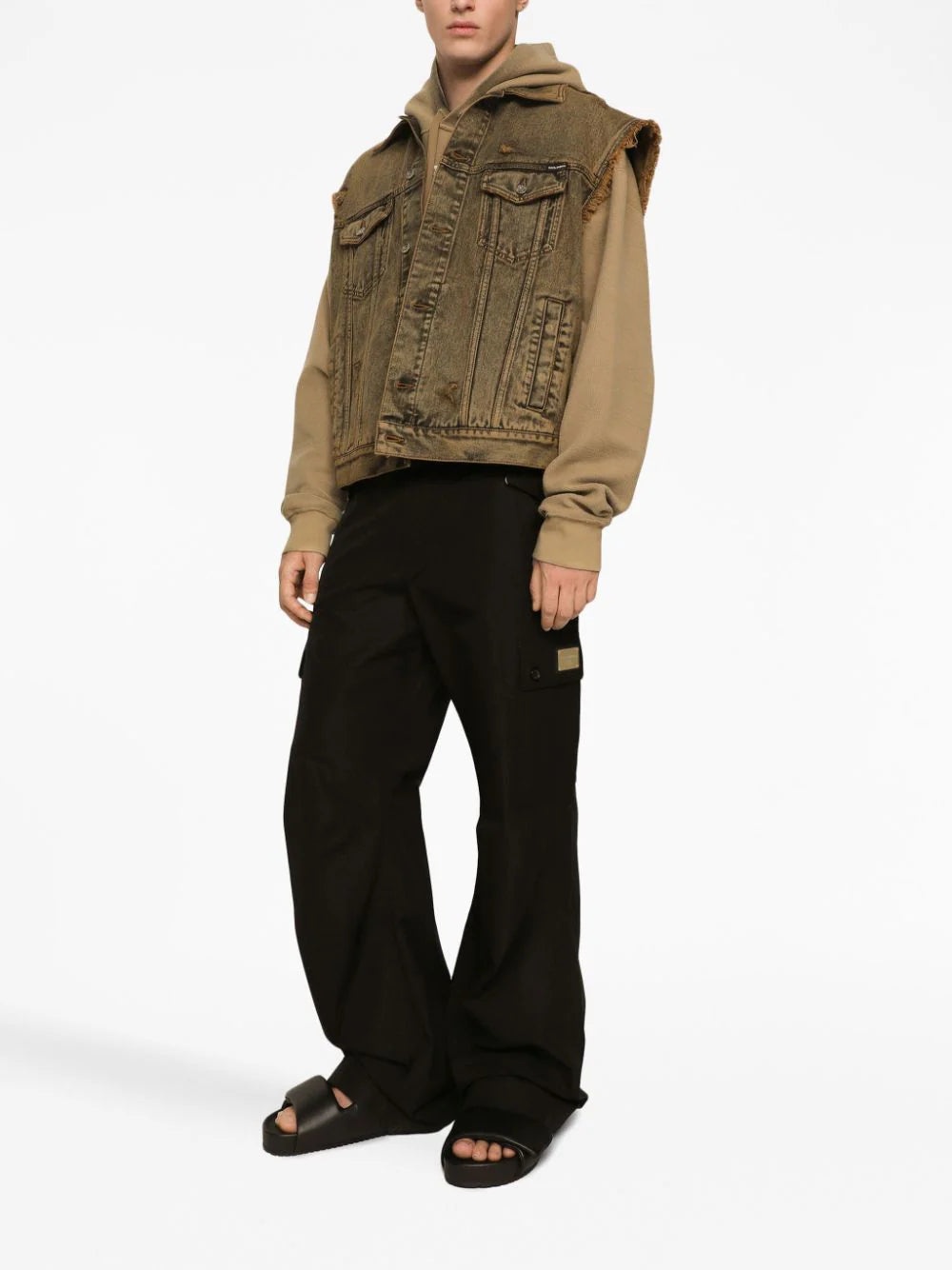CARGO-POCKET LOGO-PLAQUE COTTON TROUSERS - 2