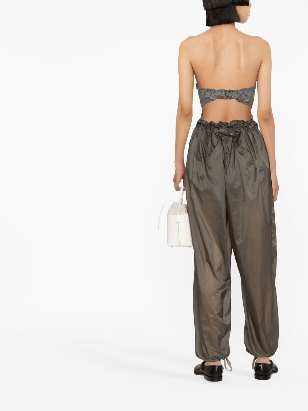 drawstring-waist high-waisted trousers - 4