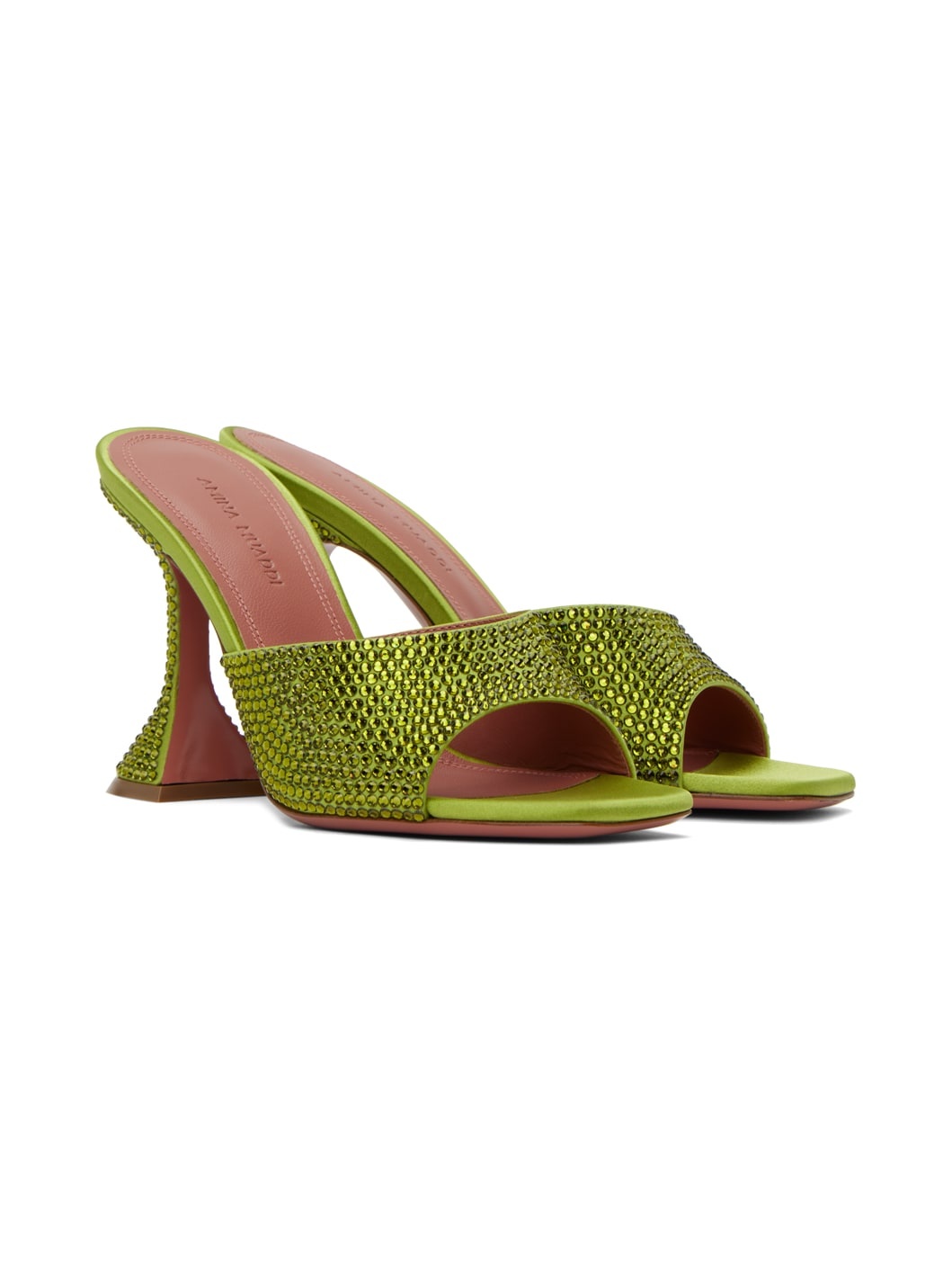 Green Lupita Crystal Heeled Sandals - 4