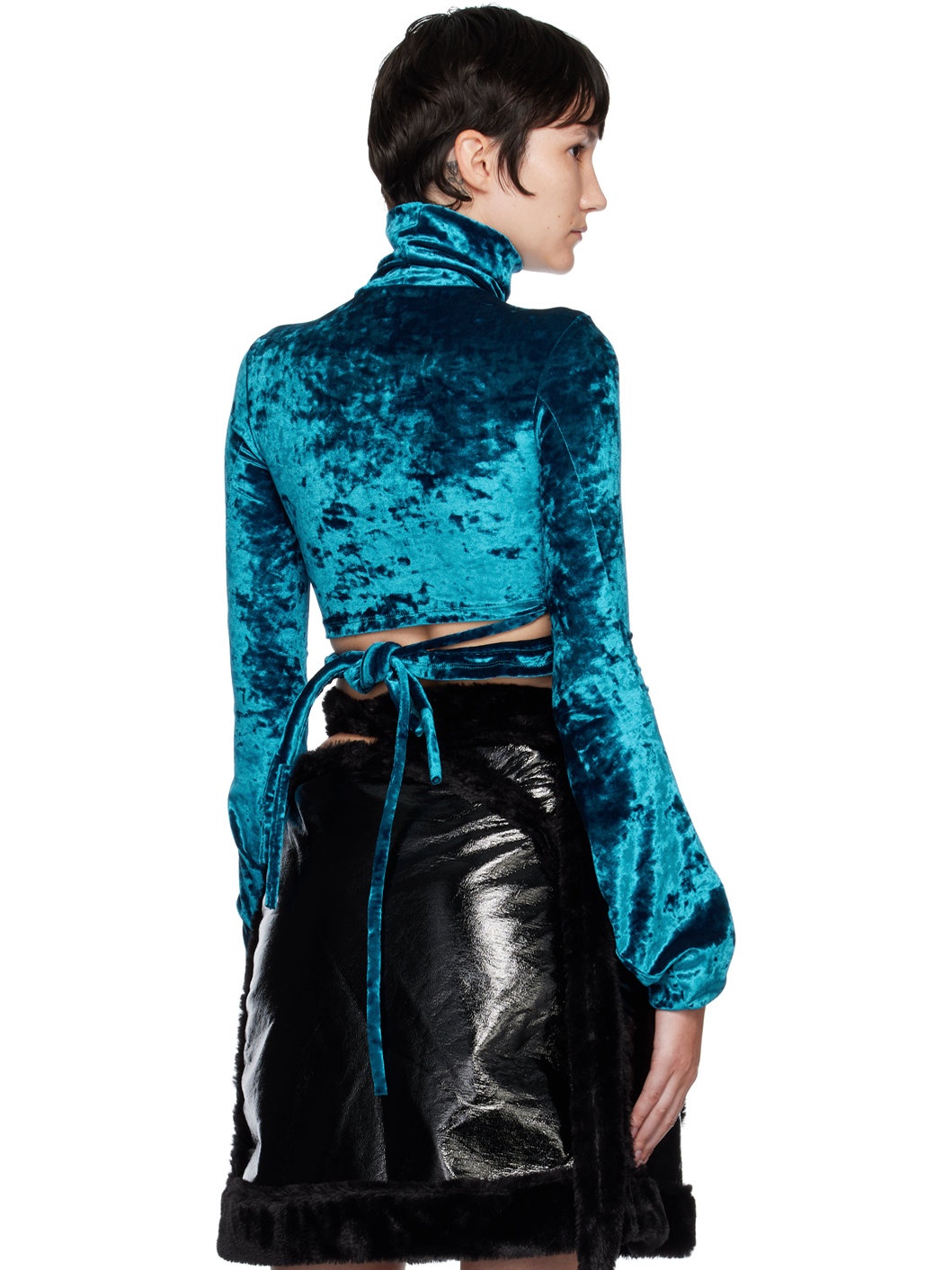 Blue Wrap Loop Turtleneck - 3