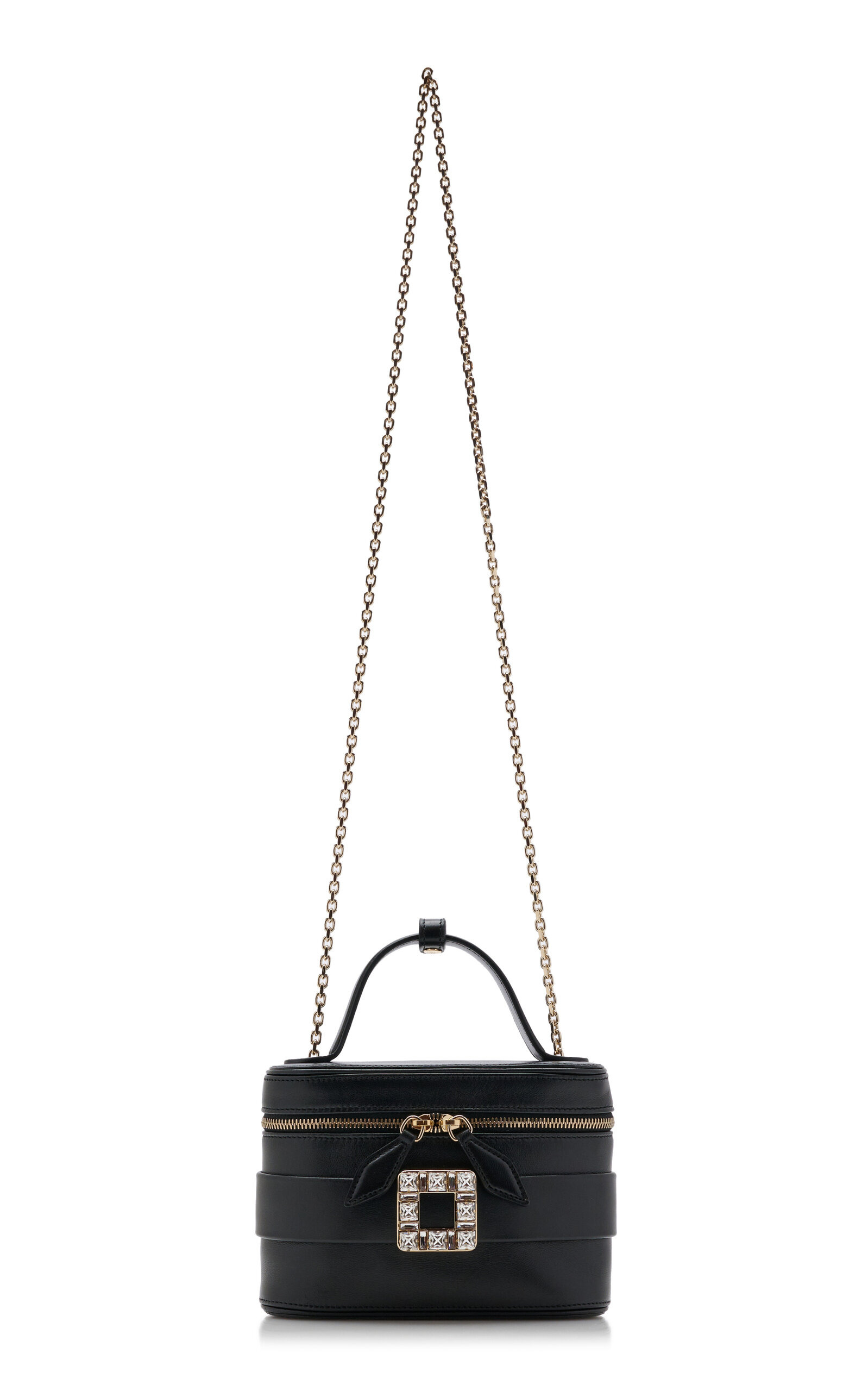 Crystal-Buckle Leather Vanity Micro Bag black - 3