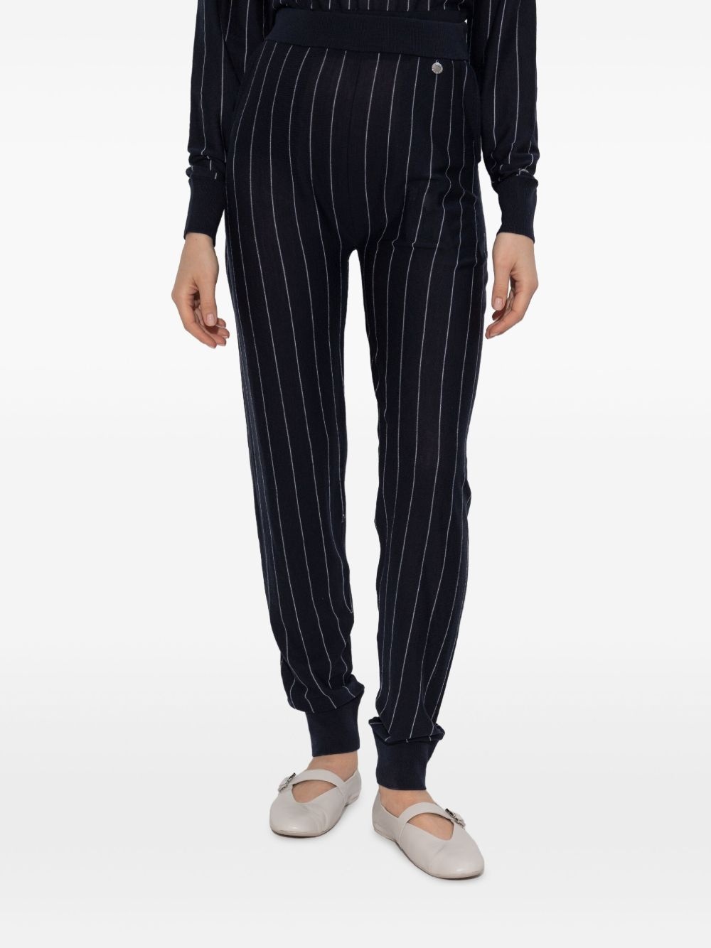 pinstripe-pattern track pants - 3
