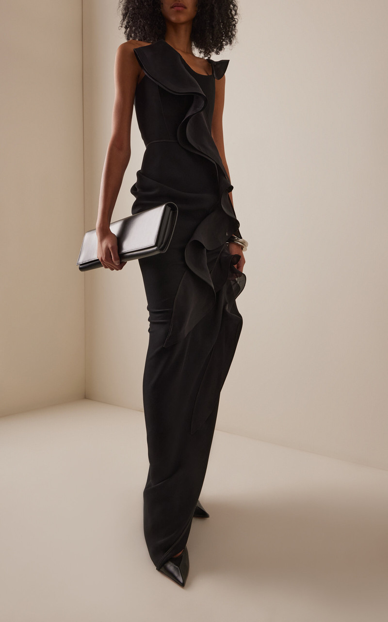 MATICEVSKI Satellite Wave Structured Chiffon Gown black outlook