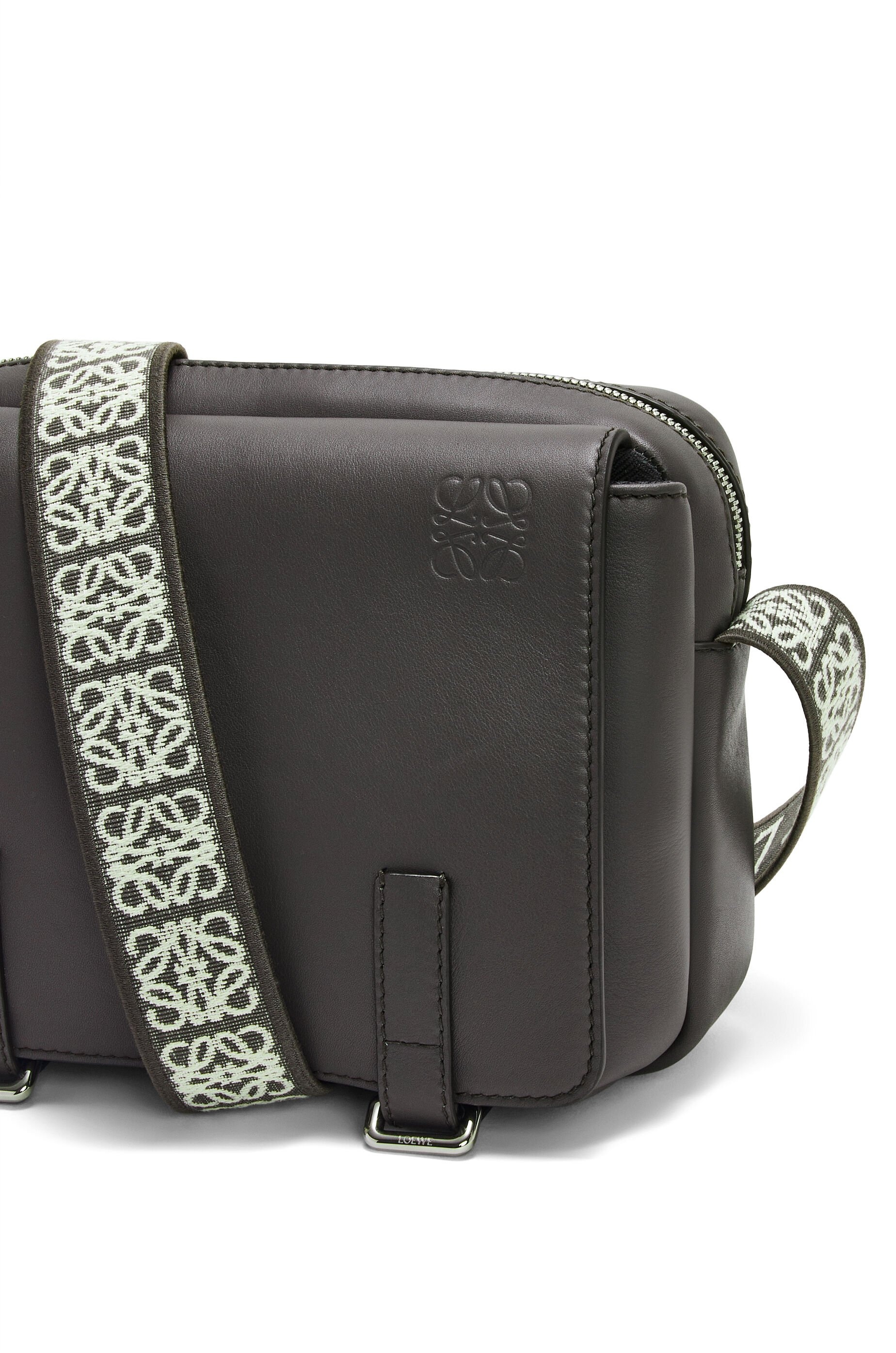XS Military messenger bag in supple smooth calfskin and jacquard - 4