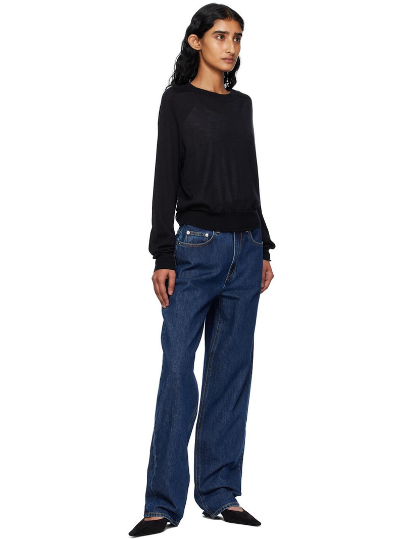 Loulou de Saison Black Angus Cashmere Crew Neck Sweater outlook