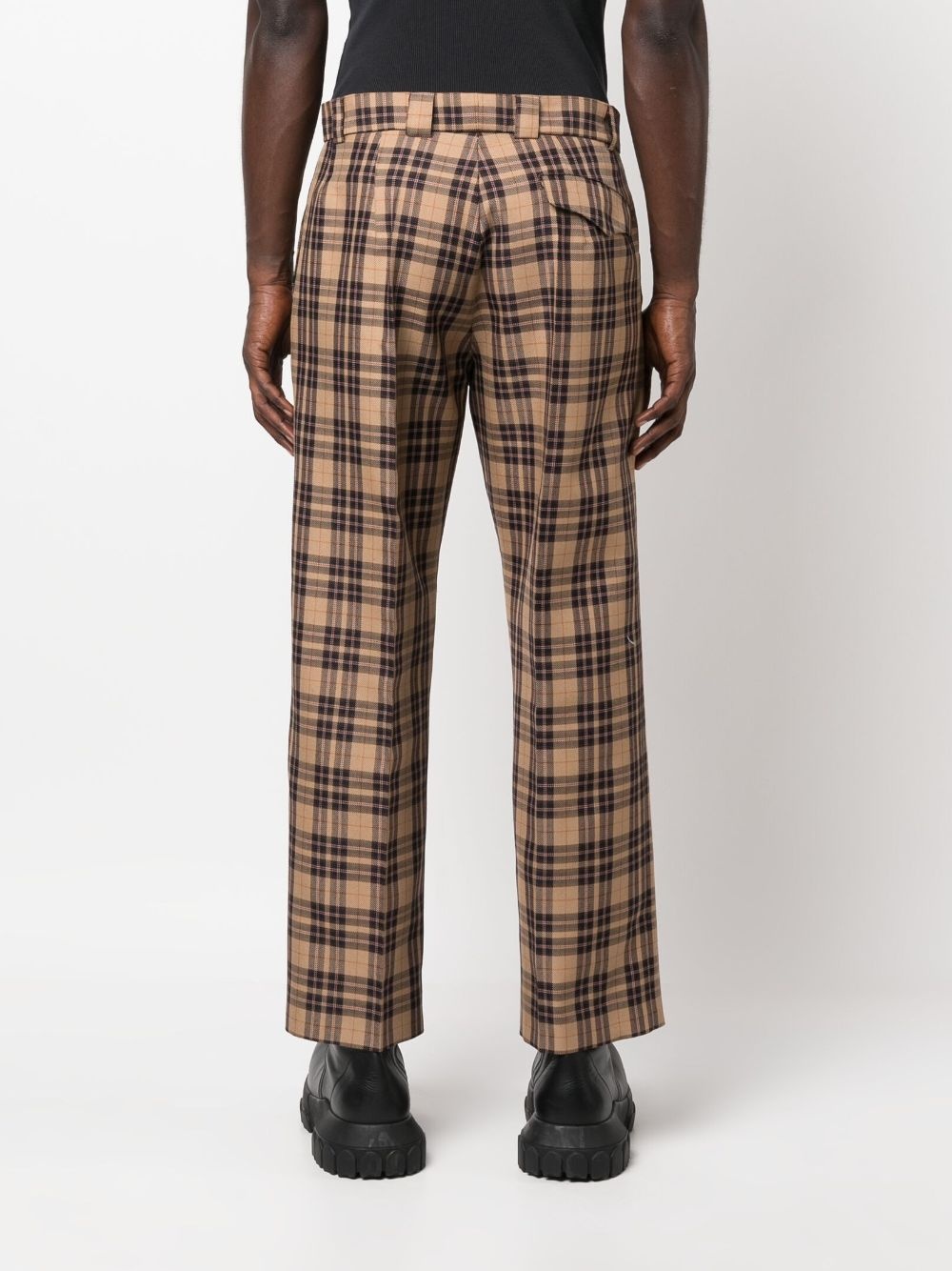 check-pattern straight-leg trousers - 4