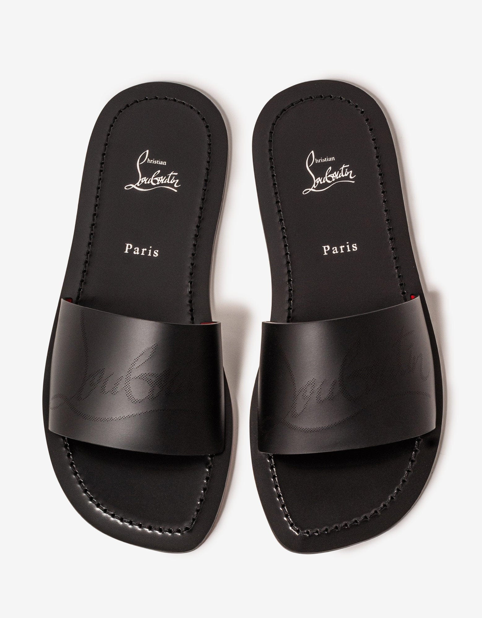 Christian Louboutin Coolraoul Black Leather Slide Sandals - 3