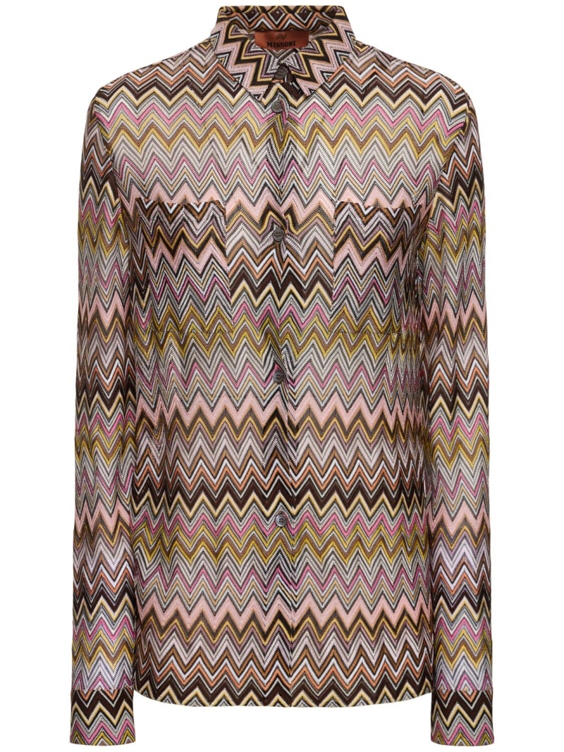 Chevron viscose long sleeve shirt - 1