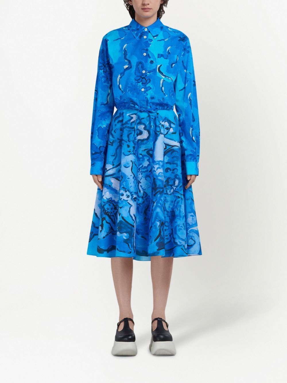 painterly-print A-line skirt - 2