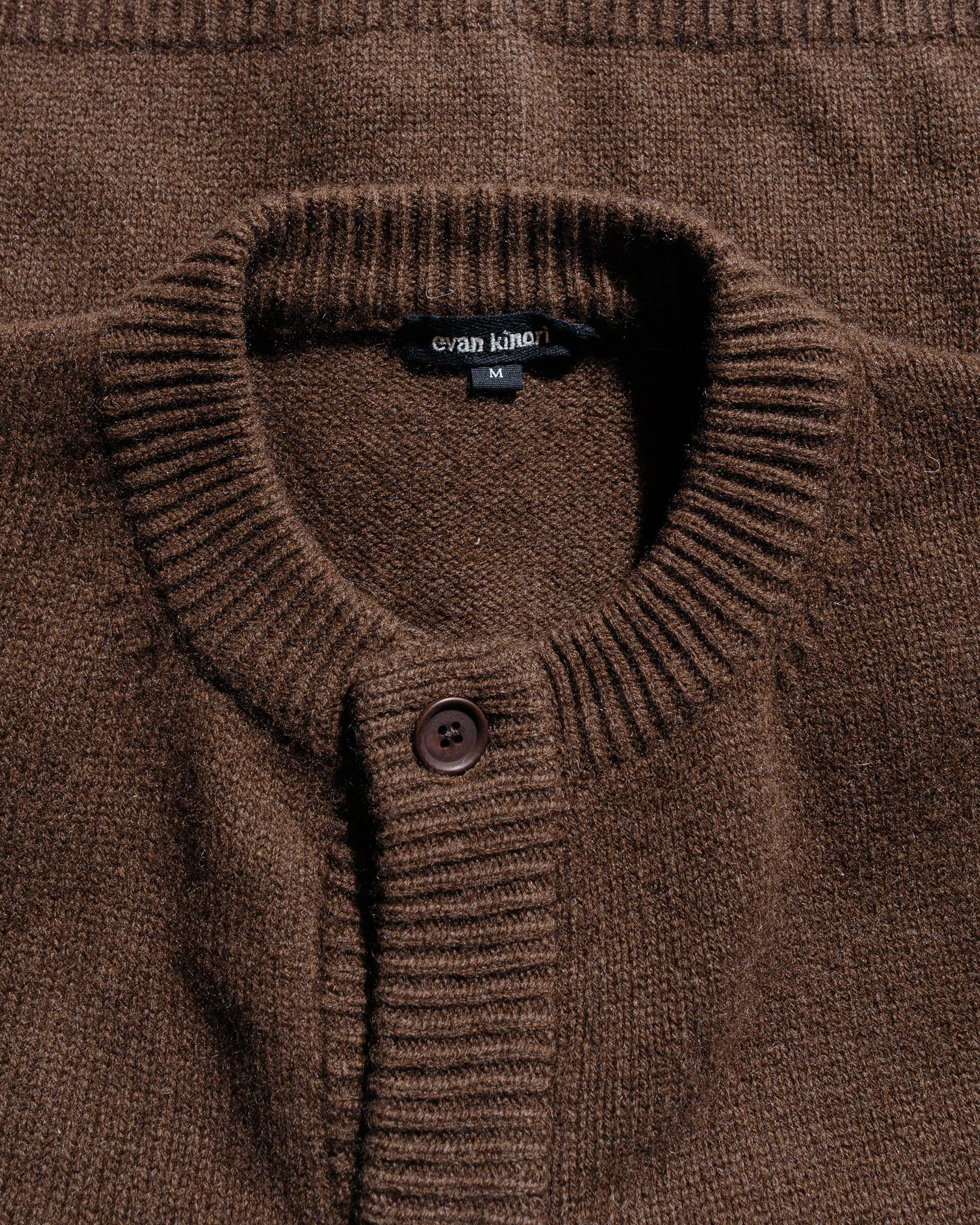 Crewneck Cardigan Undyed Yak Wool Dark Brown - 5