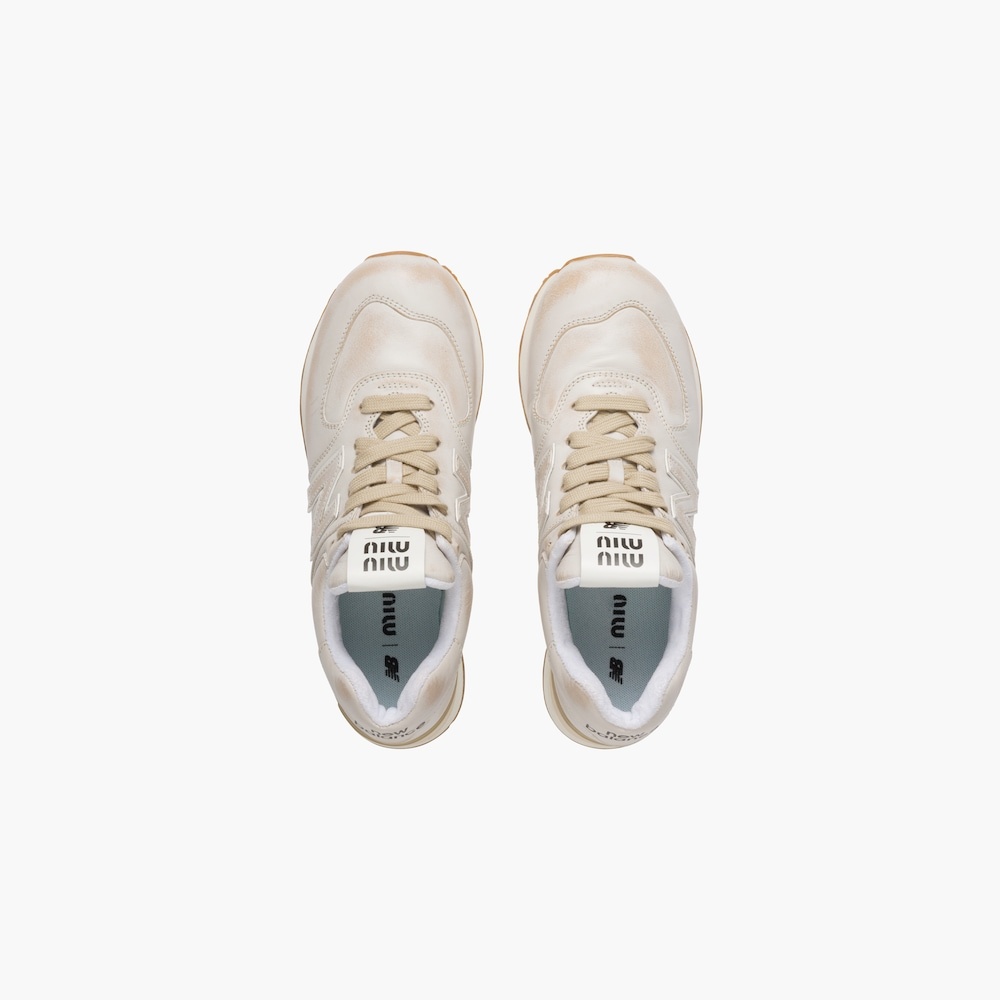 New Balance 574 x Miu Miu vintage-effect nappa leather sneakers - 4