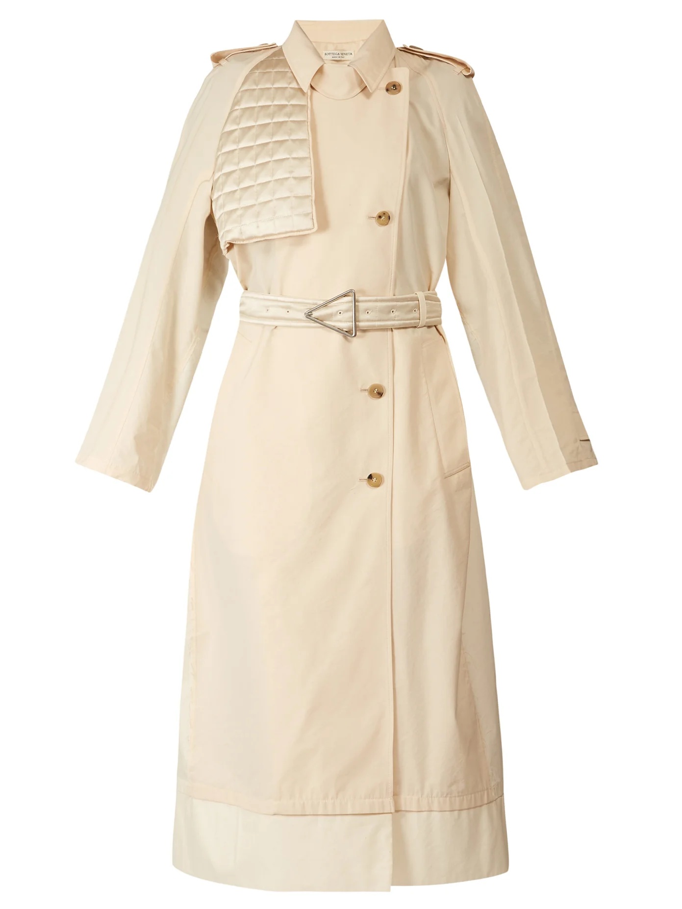 Contrast-panel belted trench coat - 1