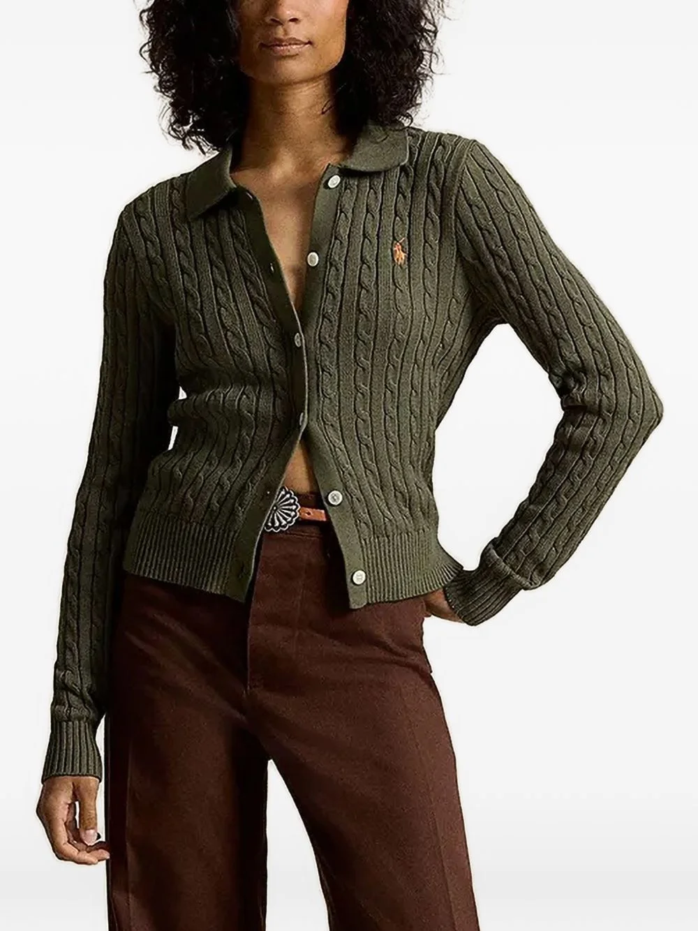 cable-knit cotton cardigan - 1