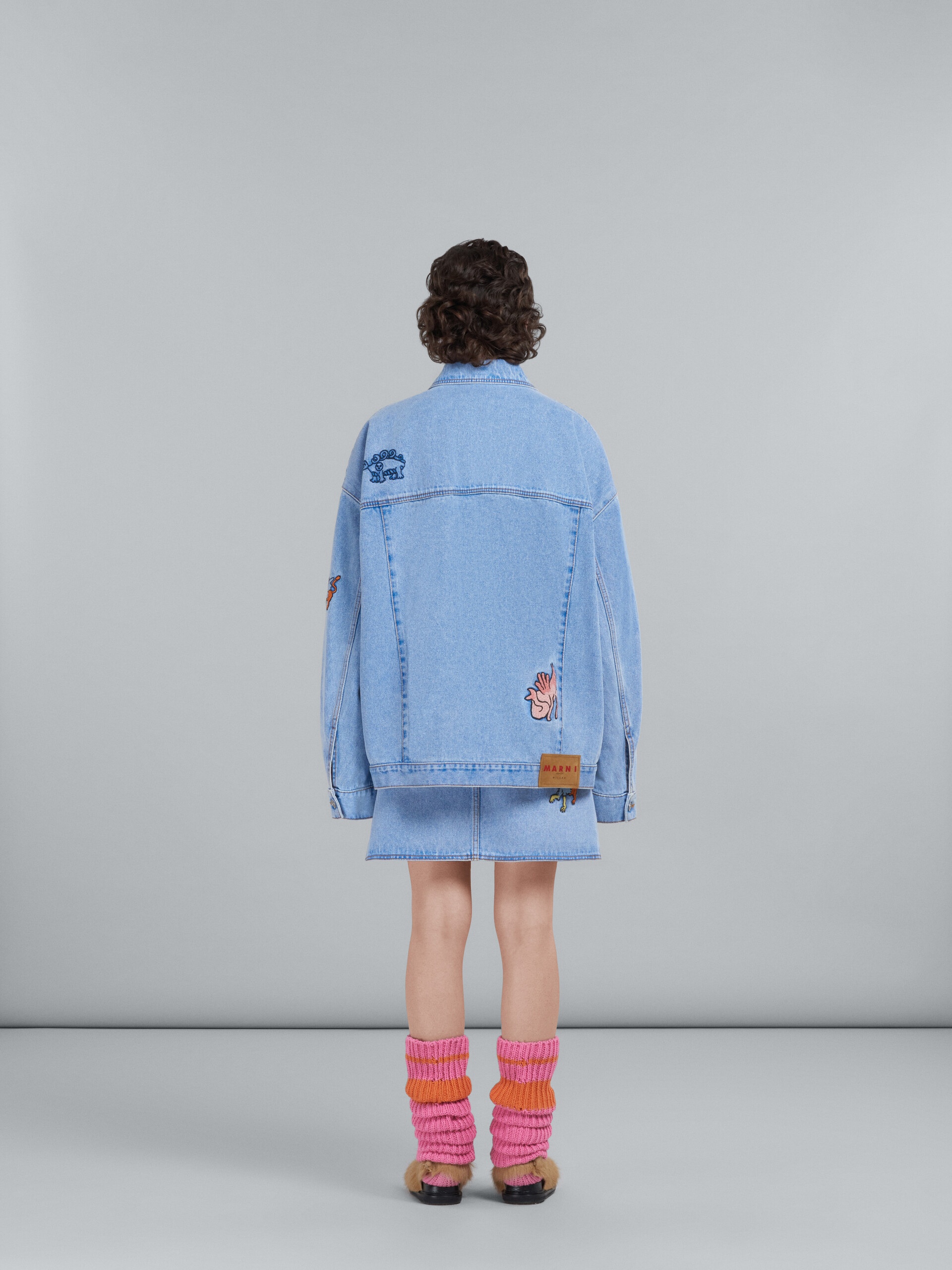 LIGHT BLUE DENIM JACKET WITH EMBROIDERY - 3