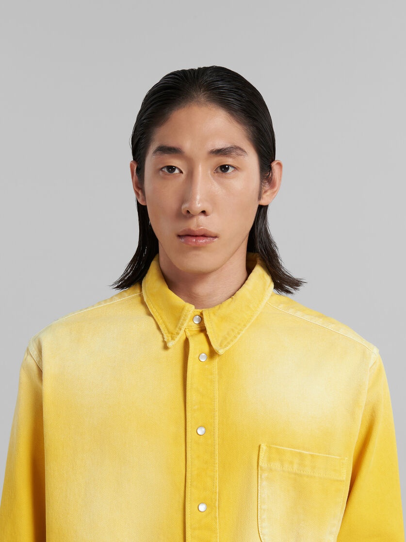 YELLOW OVERDYED BULL DENIM SHIRT - 4