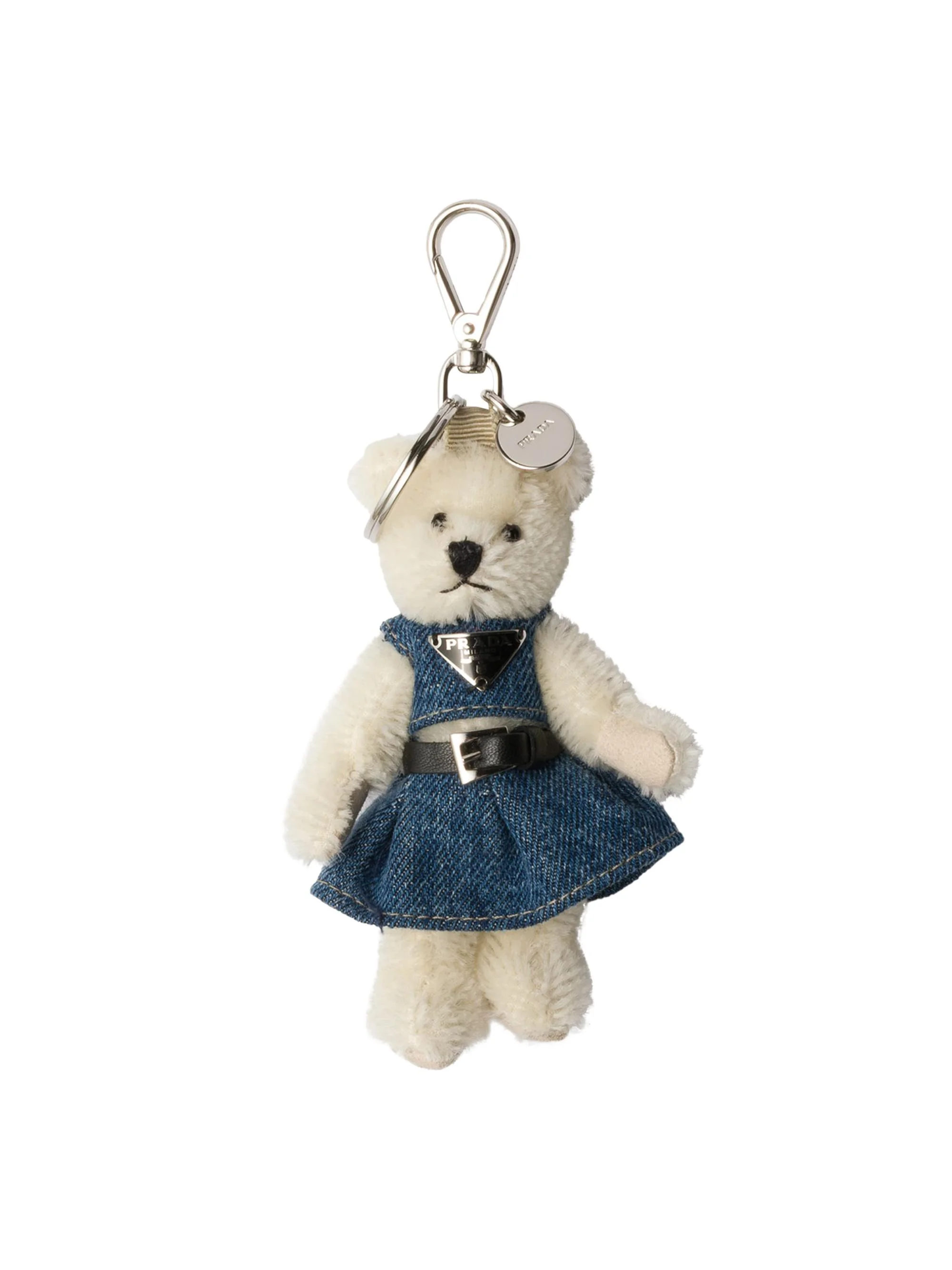 Unisex Teddy Bear Bag Charm with Metal Ring - White - 1