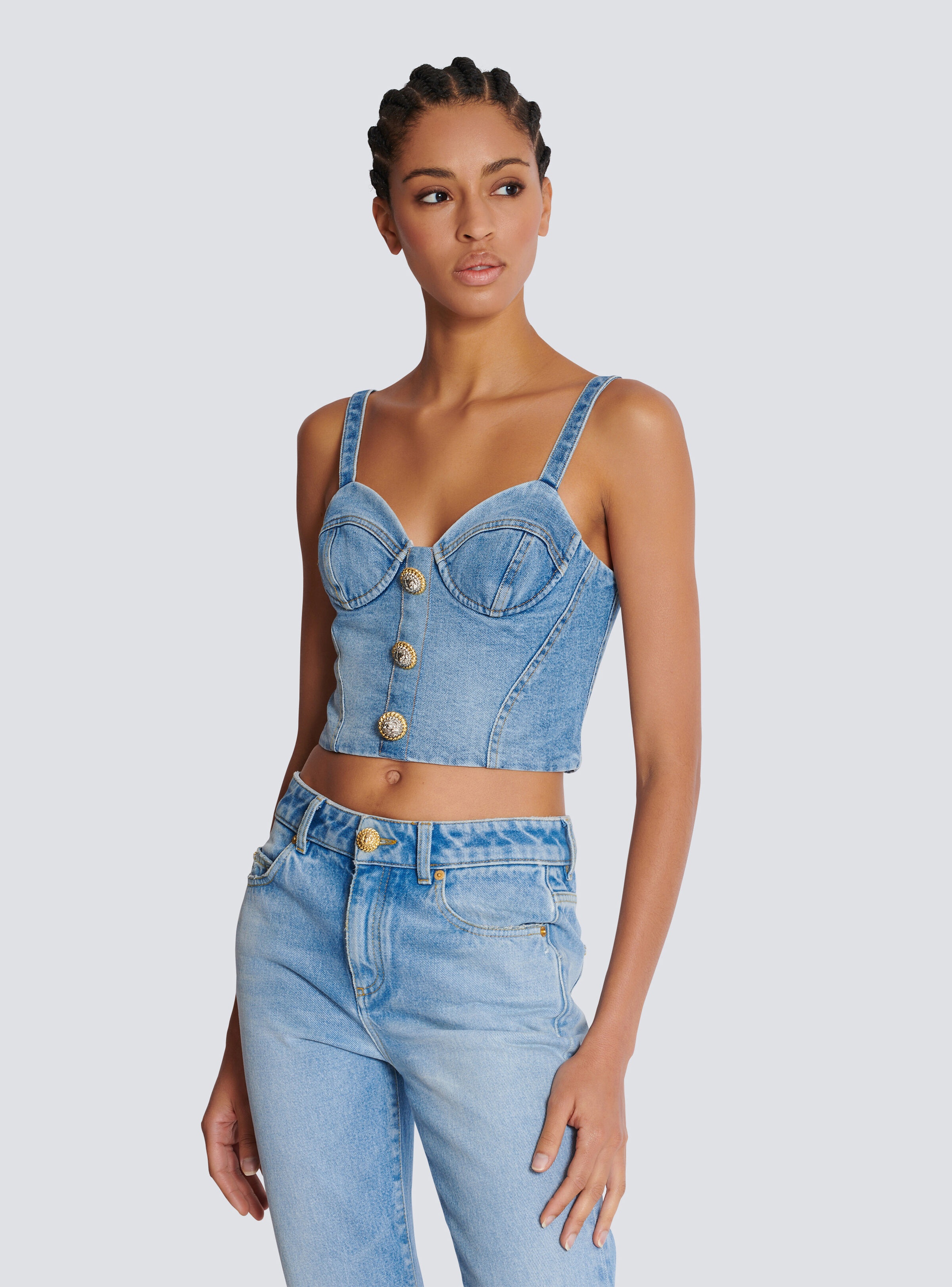 Denim top with thin straps - 7