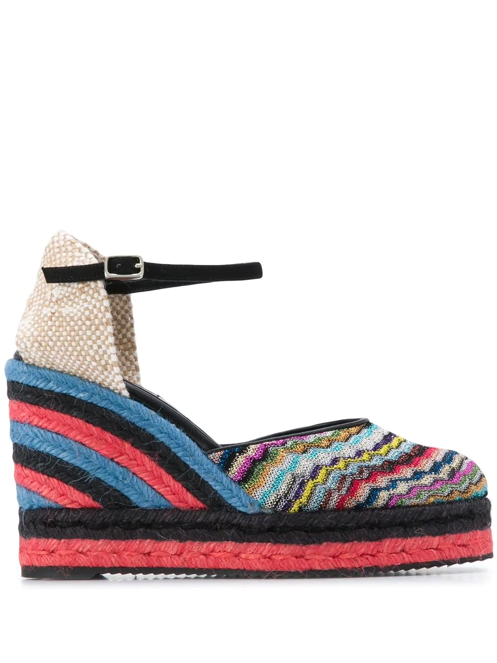 striped wedge sandals - 1