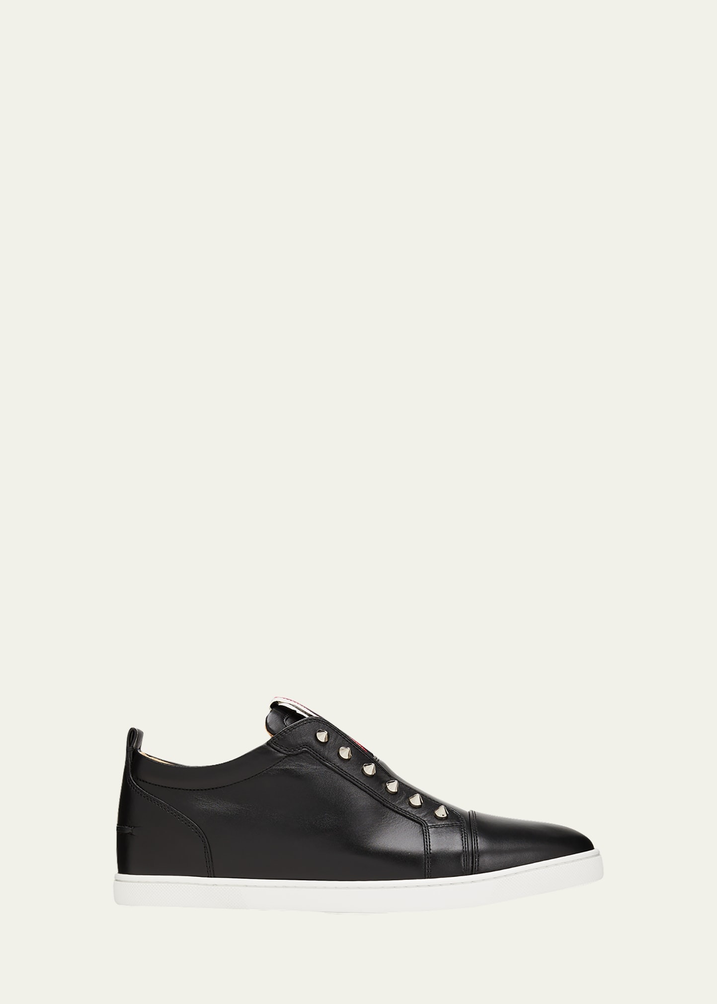 Men's Spiked Leather Slip-On Sneakers - 1