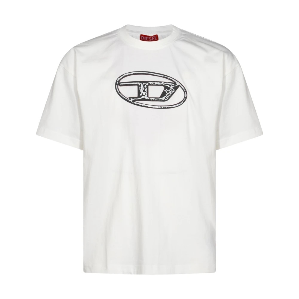 Tシャツ・カットソー DIESEL Cotton t-shirt with frontal logo Bianco Diesel Cotton T-shirt With Frontal Logo In White | ModeSens