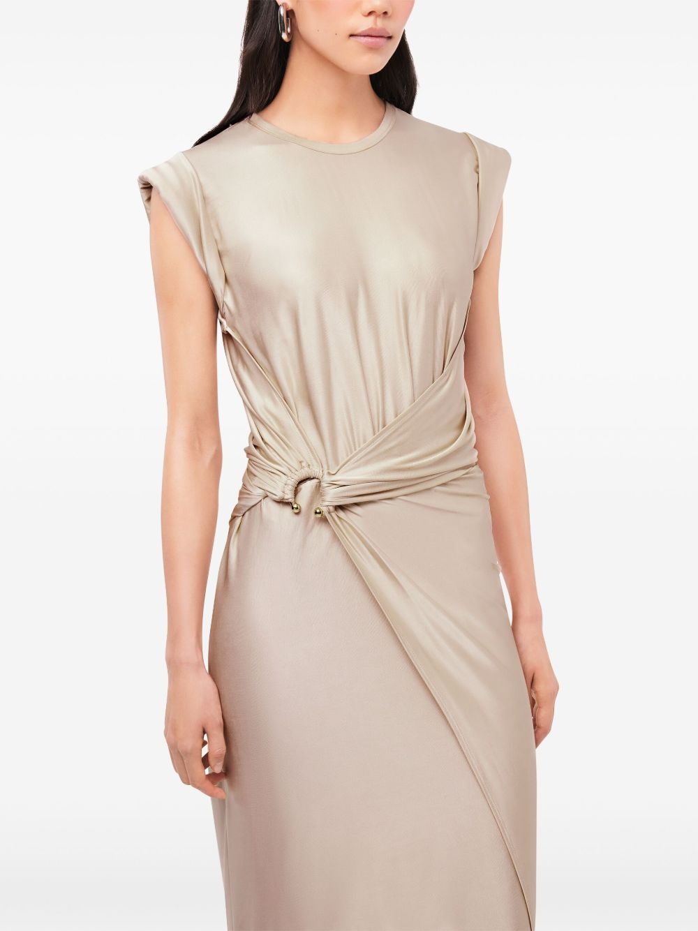 gathered-detail draped midi dress - 4