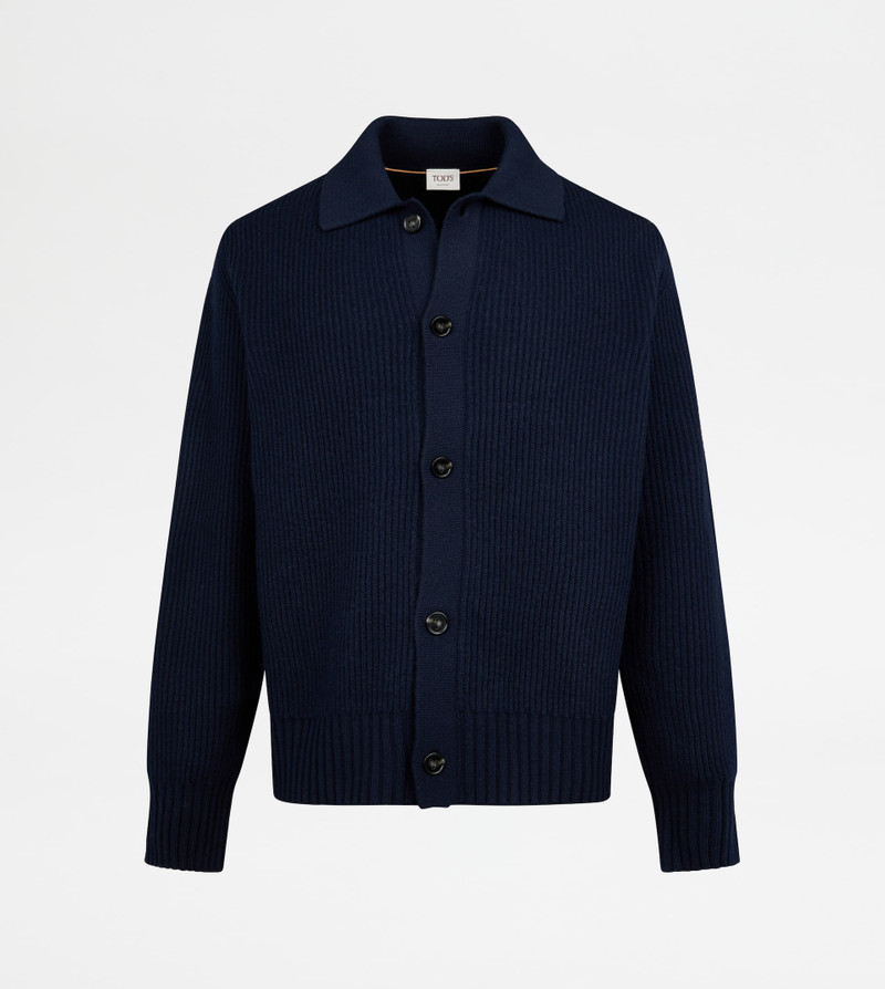 CASHMERE BLEND CARDIGAN - BLUE 1