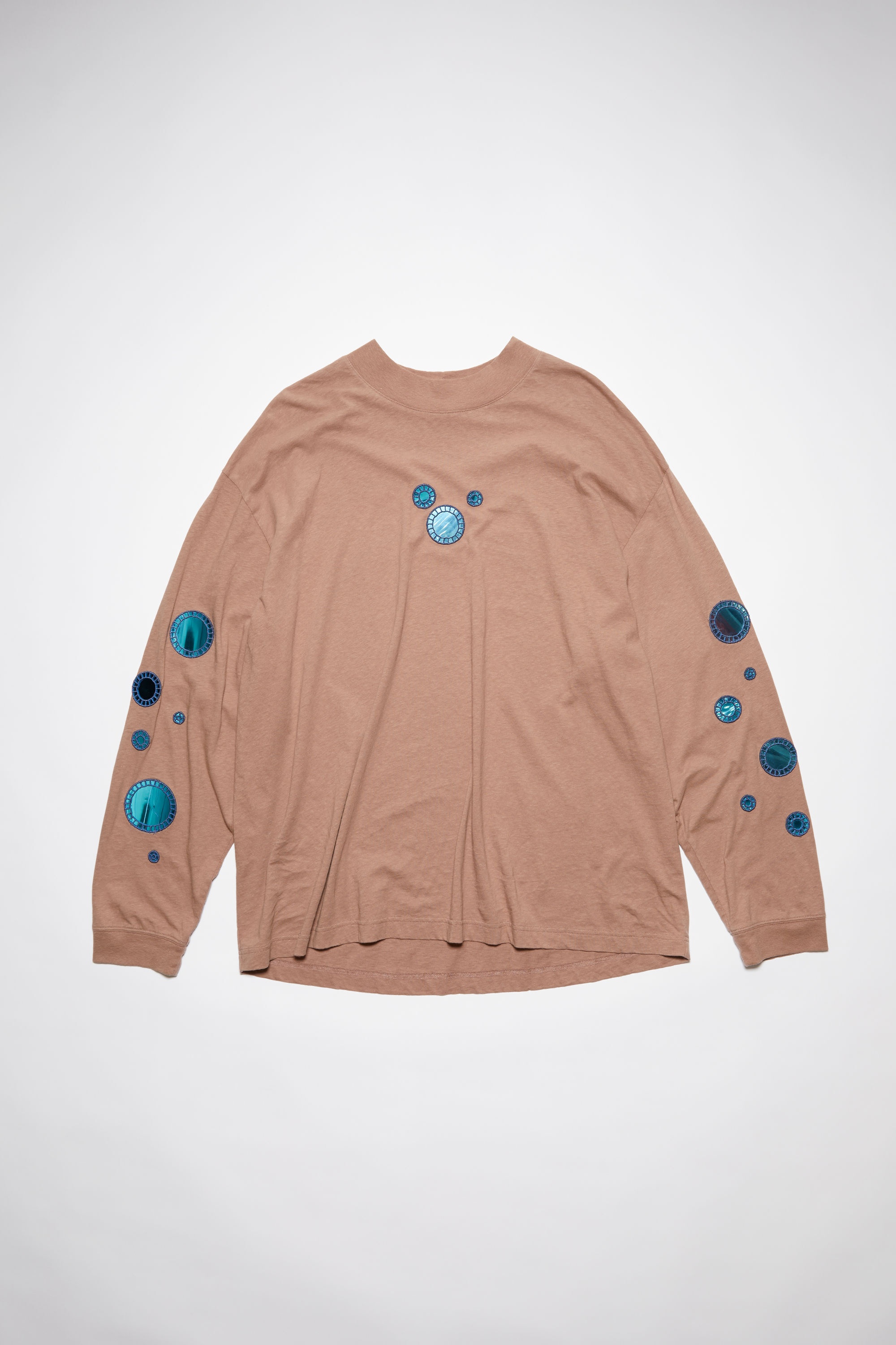 Mirror embroidery long sleeve t-shirt - Light taupe - 1