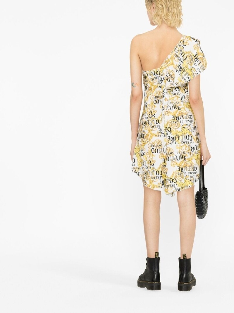 logo-print one-shoulder dress - 3