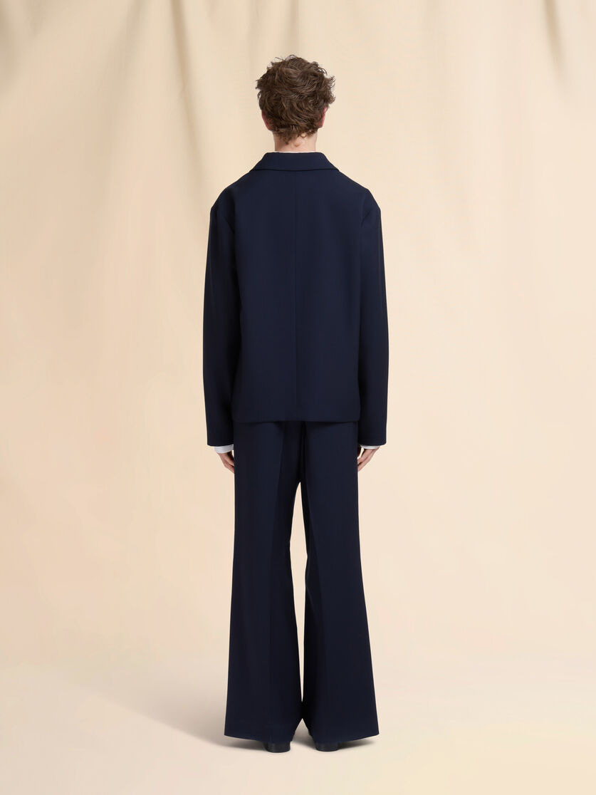 DEEP BLUE SINGLE BREASTED WOOL JACKET WITH MARNI SYMBOL - 3