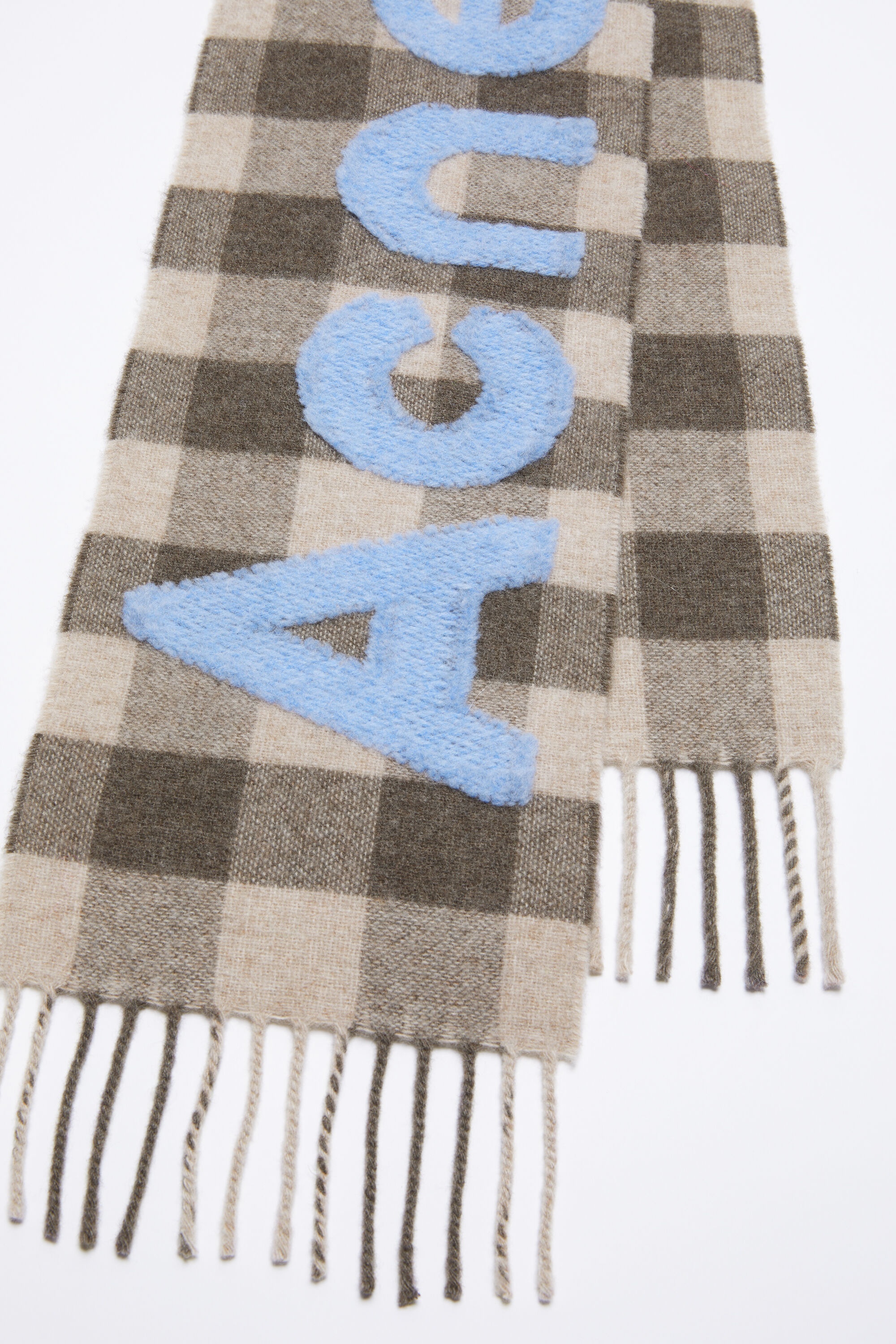 Check logo scarf - Narrow - Brown/blue - 3