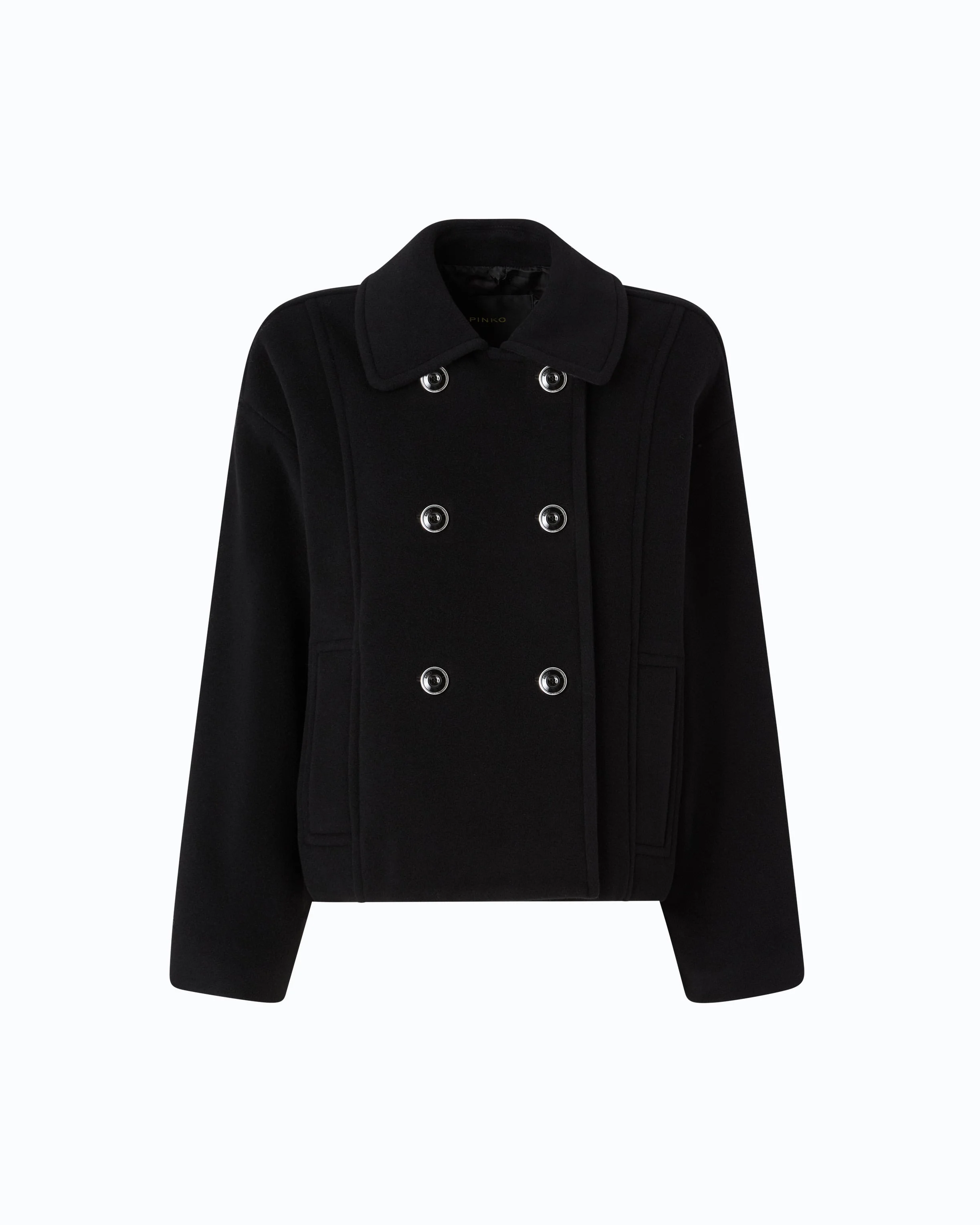 DOUBLE-BREASTED PEA COAT IN DOUBLE-LAYERED WOOL-BLEND CLOTH - 1