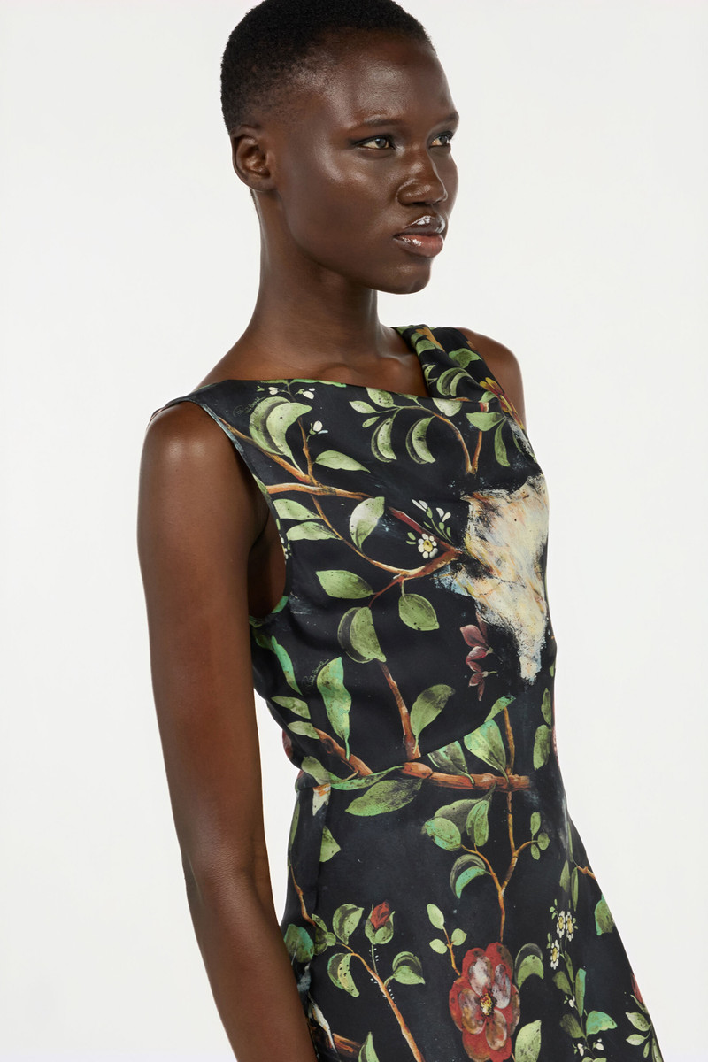 Silk Dress With Shrub And Floral Print 5