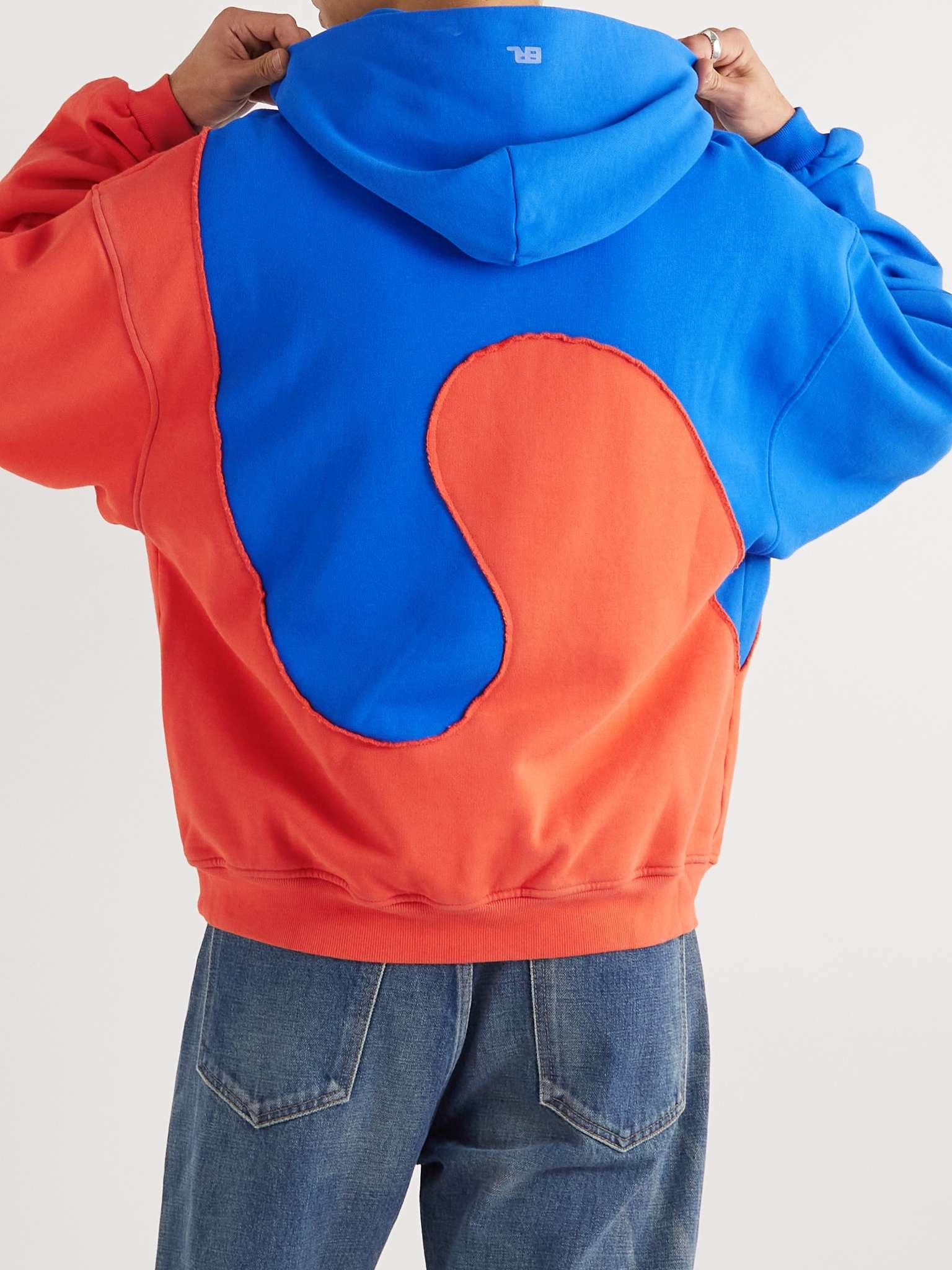 Two-Tone Panelled Cotton-Blend Jersey Hoodie - 4