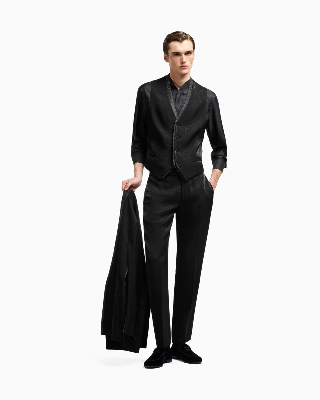 SINGLE-BREASTED WAISTCOAT IN A VISCOSE BLEND WITH RHINESTONES - 2