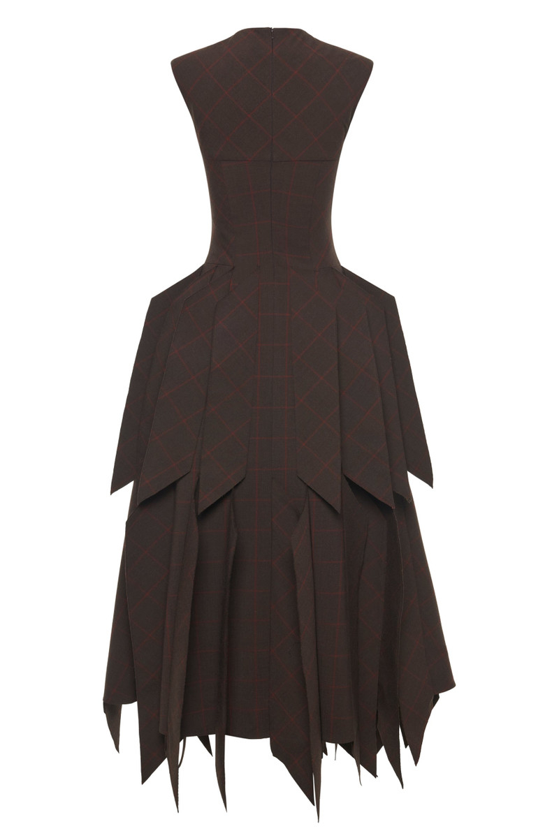 DRESS WITH PANEL BROWN CHECK 7