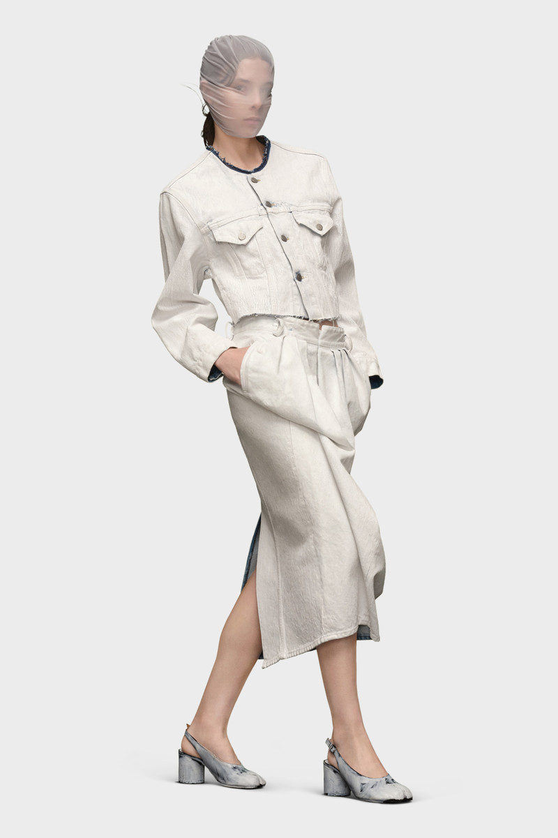 Maison Margiela Cropped Collarless Denim Jacket outlook