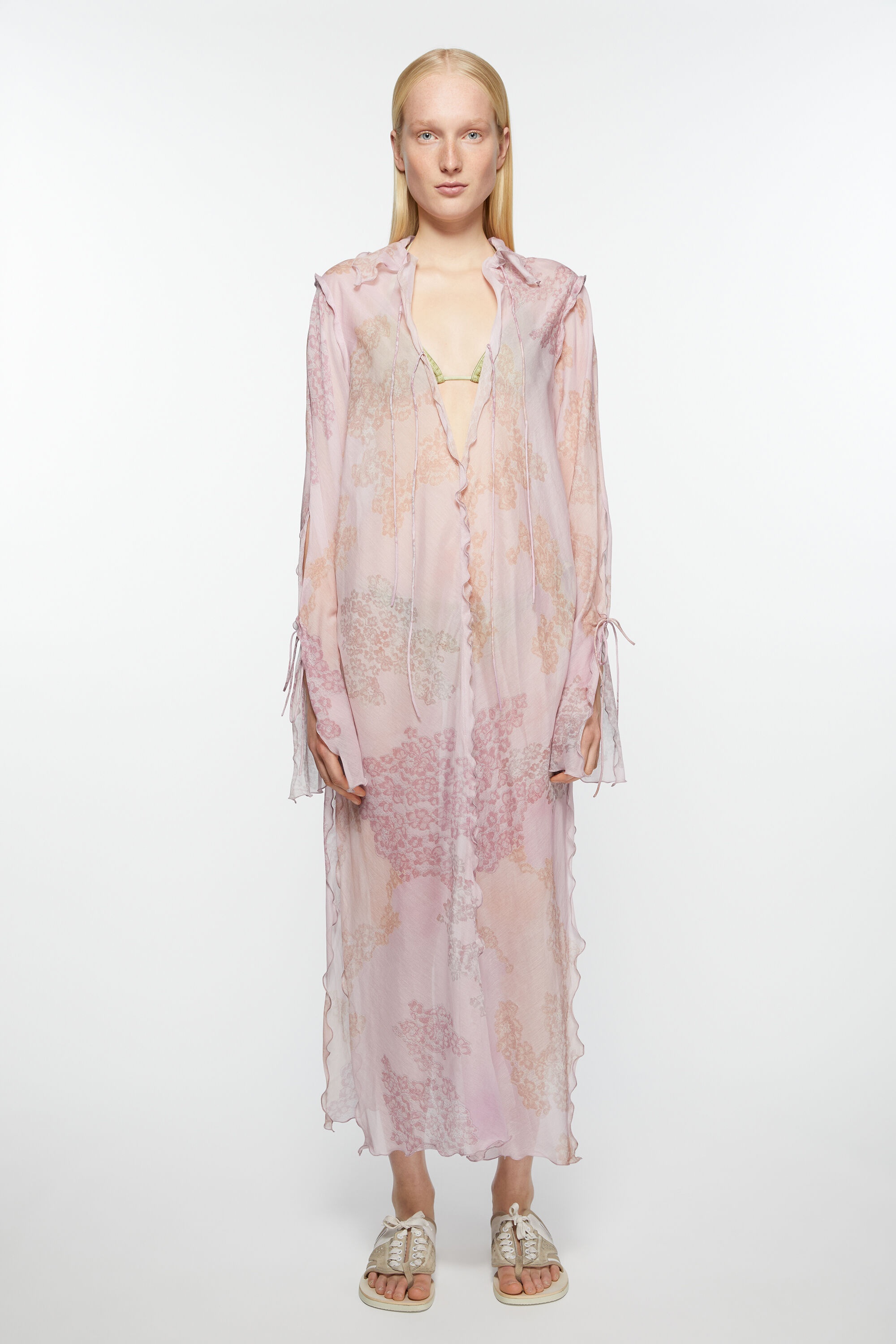Chiffon printed dress - Pink - 2