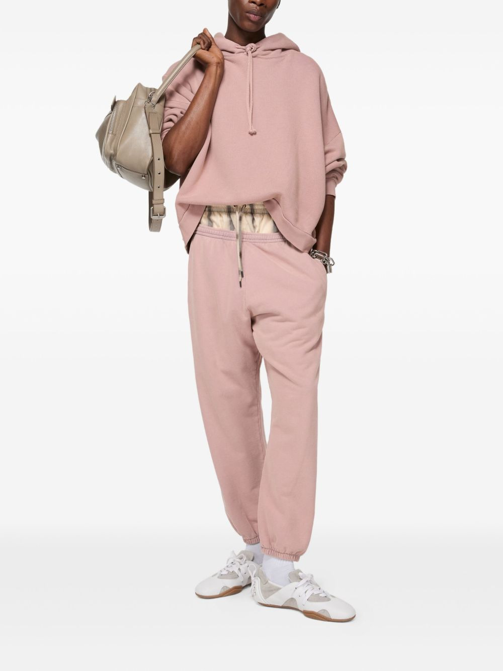 elasticated-cuff cotton track pants - 3