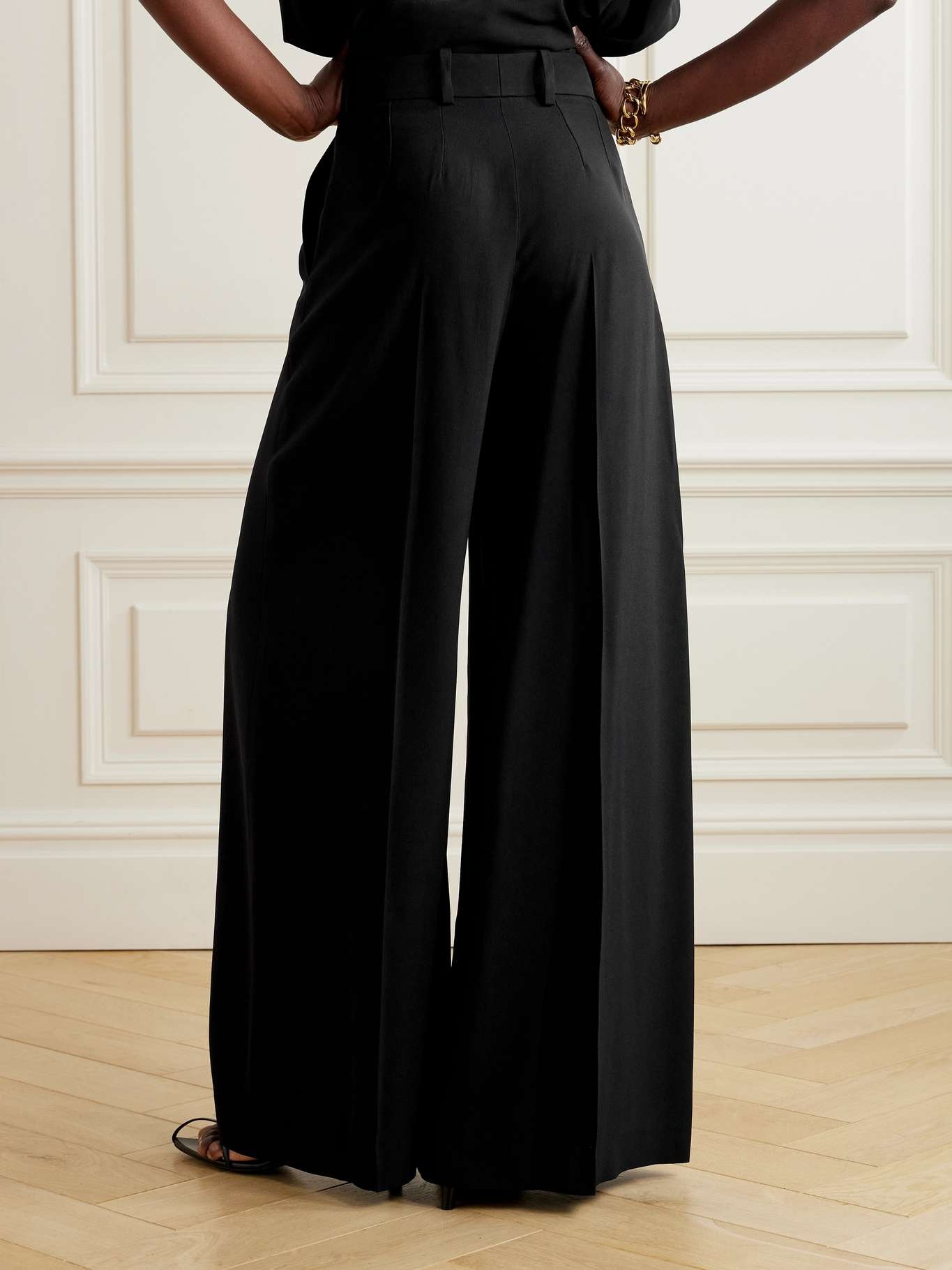 Pleated cady wide-leg pants - 4