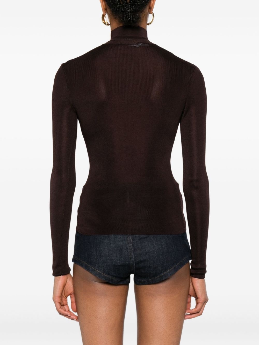 high-neck ribbed top - 4