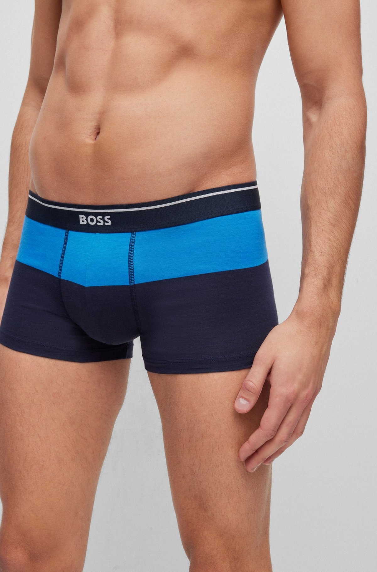 COTTON-BLEND TRUNKS WITH COLOR-BLOCKING - 4
