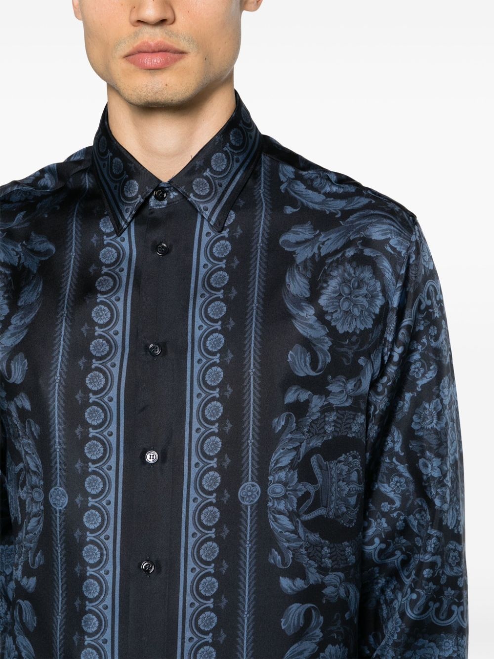 all-over Barroco print silk shirt - 5