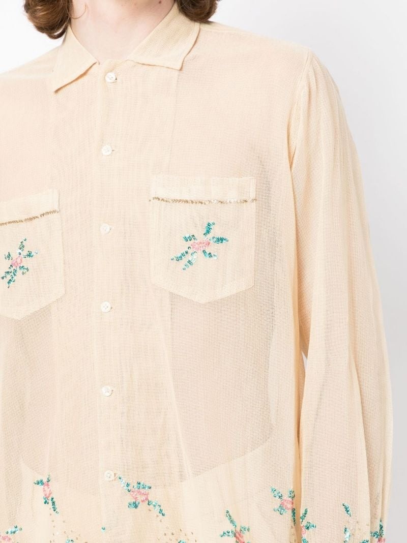 transparent-design cotton shirt - 5